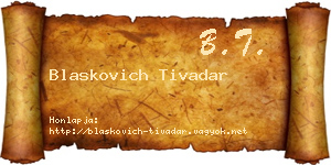 Blaskovich Tivadar névjegykártya